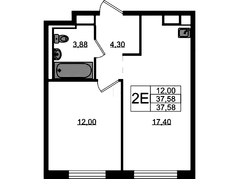1-комнатная квартира 37.58 м², 11/12 эт., ЖК «Новые Лаврики»
